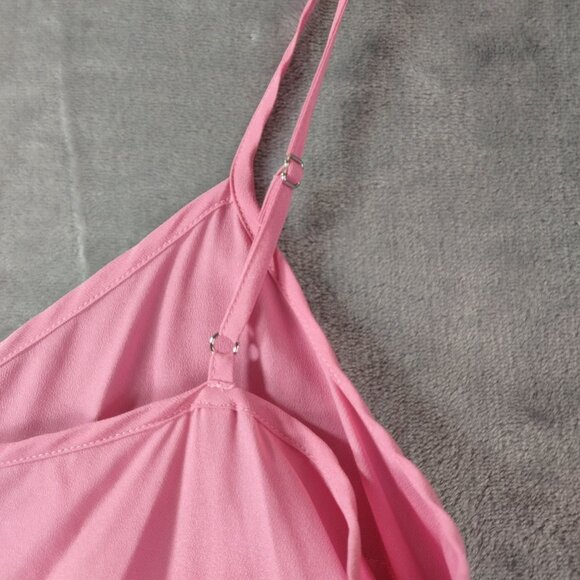 Womens Y2K Coquette Minimalist Adjustable Cami Tank‎ Top Blouse Shirt Pink - Picture 4 of 7